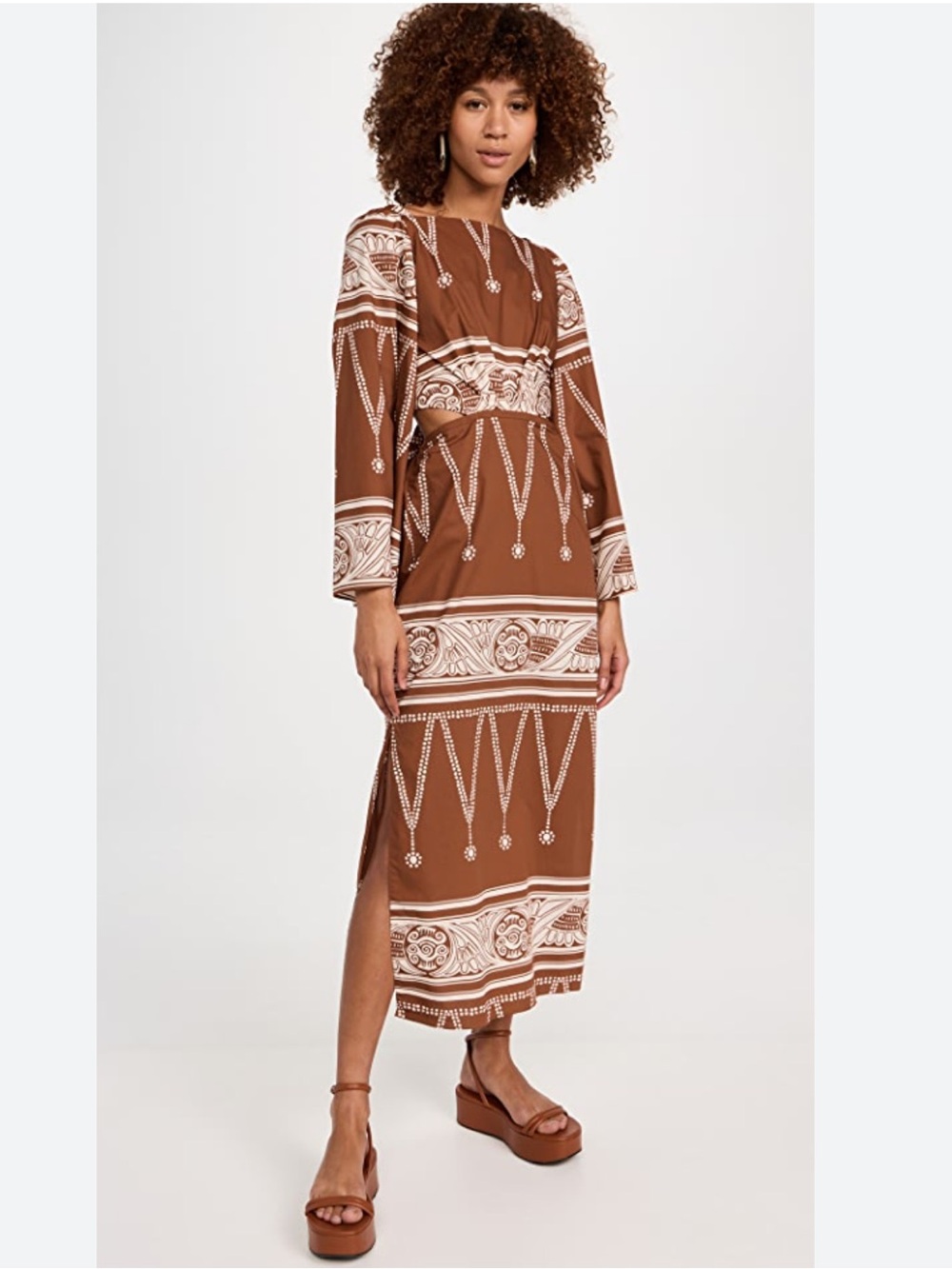 Johanna Ortiz Brown Printed Open-Back Maxi Dress – Size L